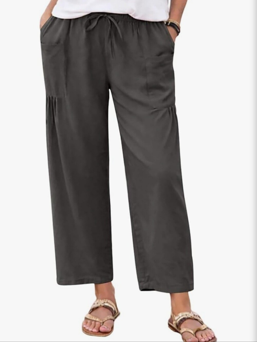 Dovidovi Wide Leg Cropped Pants - Gray, 3X